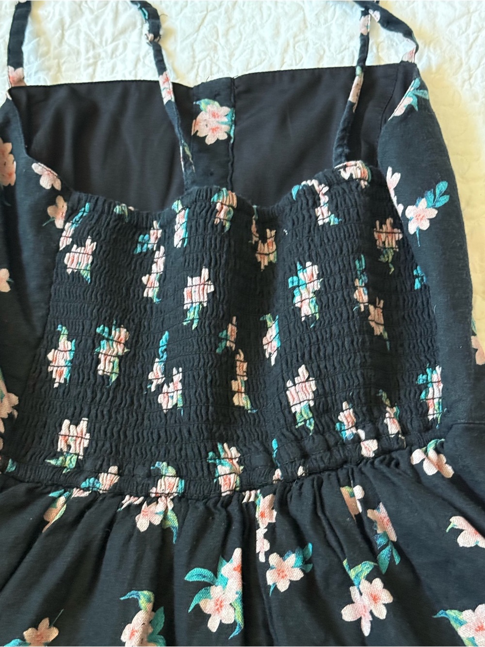 SALE Hollister Black Mini Dress with Pink Floral Print - Picture 4 of 8